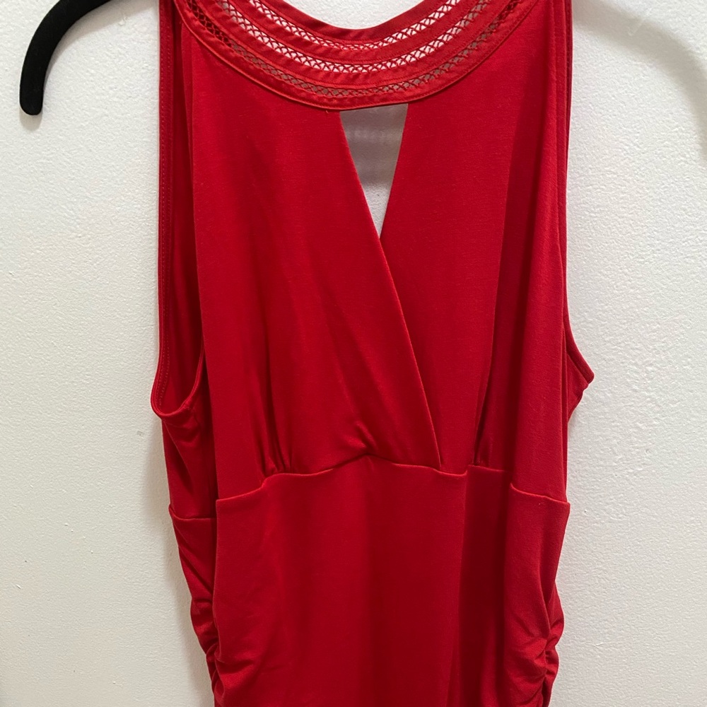 WHBM red choker sleeveless top